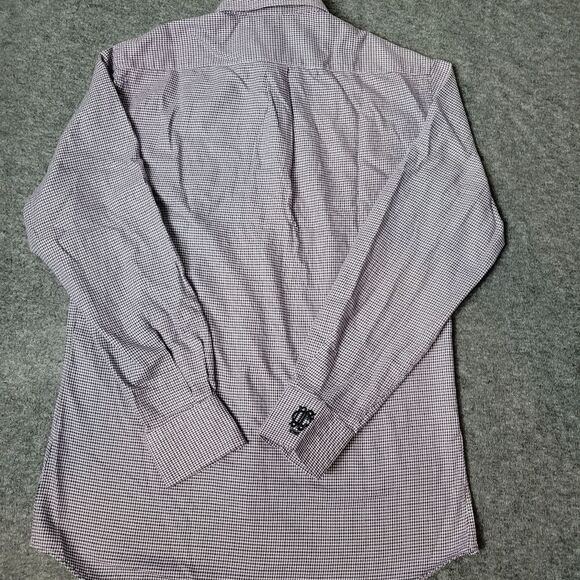 Peter Millar Crown Houndstooth Mens Button Shirt Size M Black Purple Long Sleeve - Picture 7 of 11